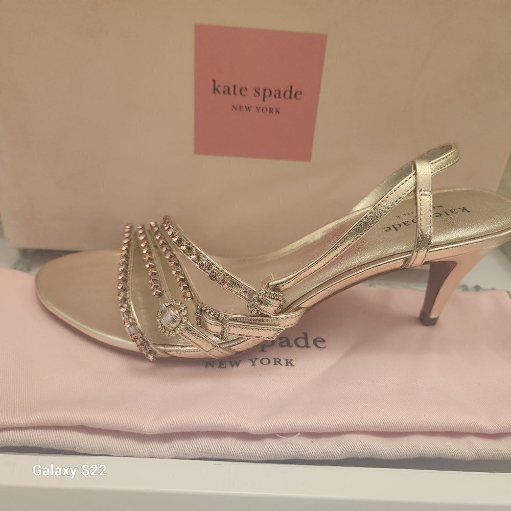 Kate Spade Womens Makenna Leather Embellished Evening Heels 9. NIB